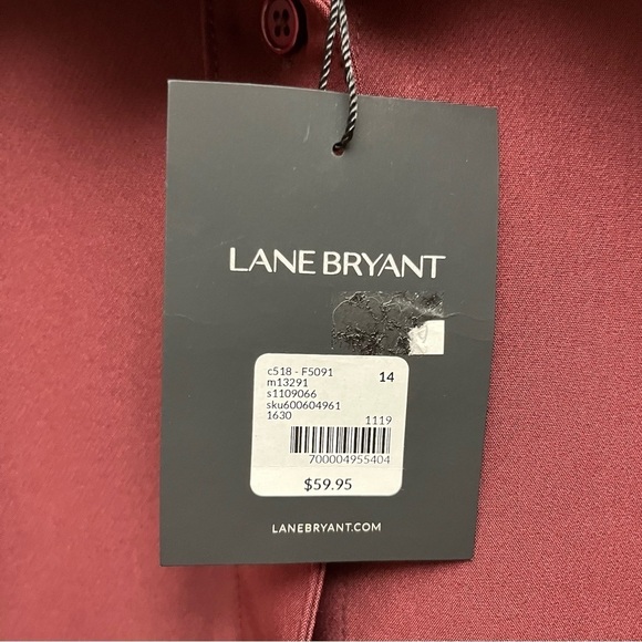 Lane Bryant Burgundy Button Down Blouse Top Women’s Size 14 NWT - Picture 7 of 10